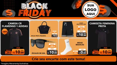 Modelo de TV para TV Horizontal com o tema Black Friday para Roupas e acessórios