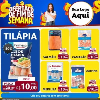 Modelo de Rede Social para Feed Facebook com o tema Ofertaço de Fim de Semana para Peixaria