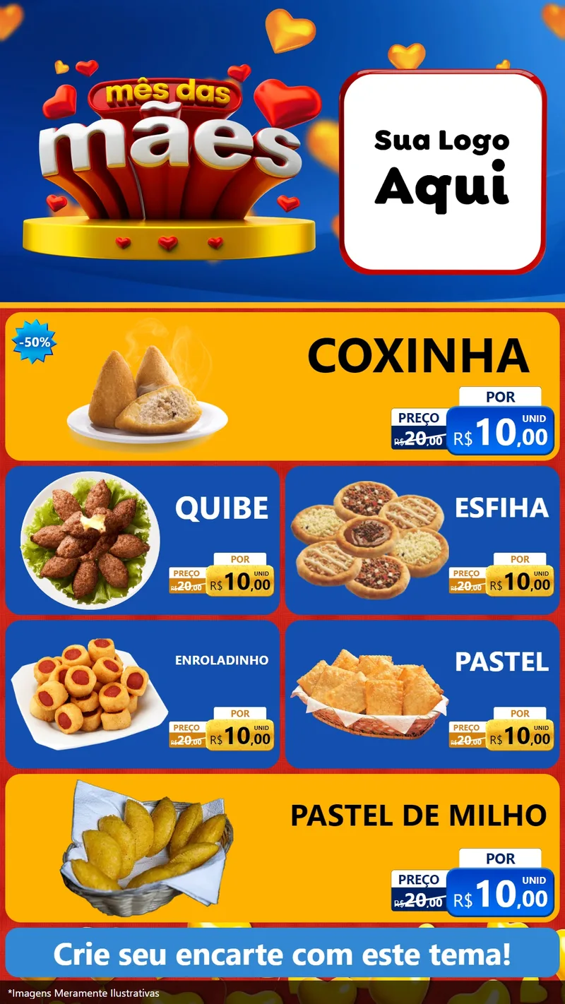 Modelo de TV para TV Vertical com o tema Mês das Mães para Salgadaria