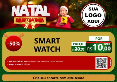 Modelo de Cartaz para Cartaz A4 Horizontal com o tema Natal da Economia para Informática