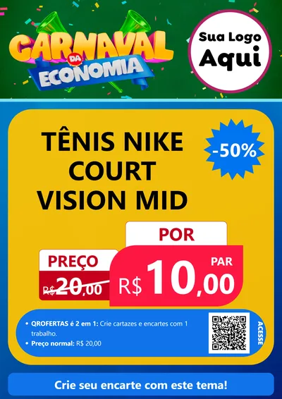 Modelo de Cartaz para Cartaz A4 Vertical com o tema Carnaval da Economia para Calçados