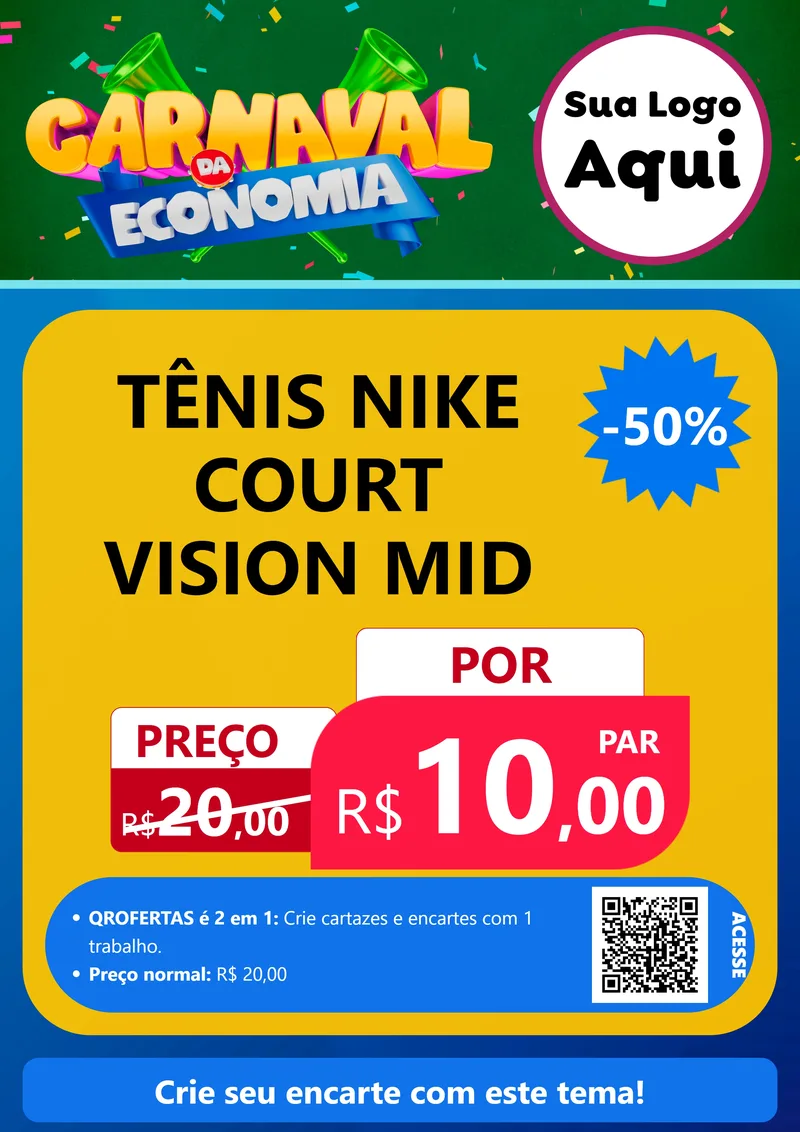 Modelo de Cartaz para Cartaz A4 Vertical com o tema Carnaval da Economia para Calçados