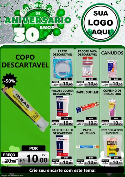 Modelo de Encarte para Encarte A4 Vertical com o tema Promoção de Aniversário - 30 Anos para Embalagens