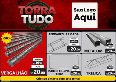Modelo de Encarte para Encarte A4 Horizontal com o tema Torra Tudo para Ferragens
