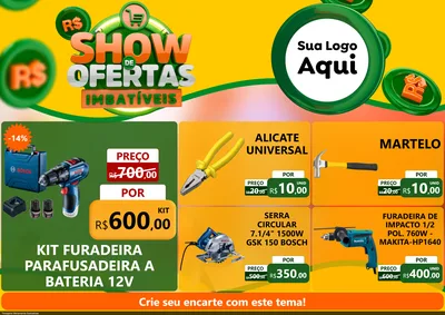 Modelo de Encarte para Encarte A4 Horizontal com o tema Show de Ofertas Imbatíveis para Maquinas e Ferramentas