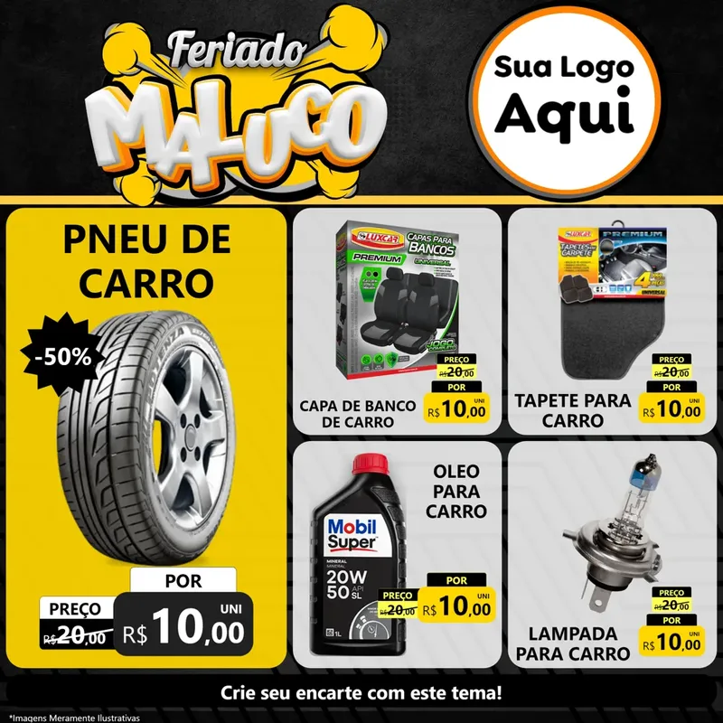 Modelo de Rede Social para Feed Facebook com o tema Feriado Maluco para Auto peças