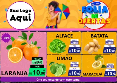 Modelo de Encarte para Encarte A4 Horizontal com o tema Folia de Ofertas para Hortifrúti