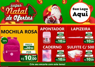Modelo de Encarte para Encarte A4 Horizontal com o tema Super Natal de Ofertas para Papelaria