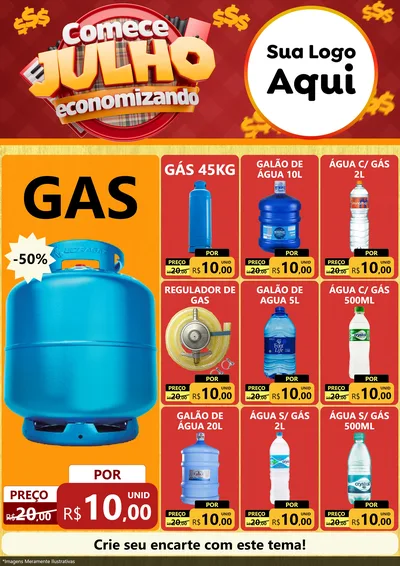 Modelo de Encarte para Encarte A4 Vertical com o tema Comece Julho Economizando para Água e gás