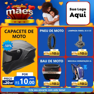 Modelo de Rede Social para Feed Facebook com o tema Mês das Mães para Moto peças