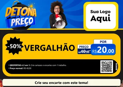Modelo de Cartaz para Cartaz A4 Horizontal com o tema Detona Preços para Ferragens
