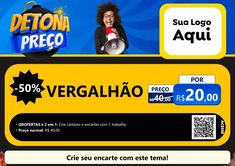 Modelo de Cartaz para Cartaz A4 Horizontal com o tema Detona Preços para Ferragens