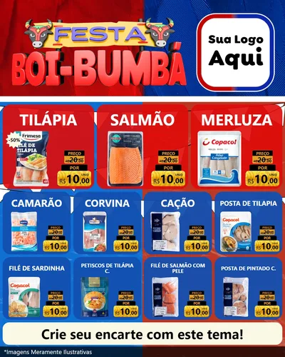 Modelo de Rede Social para Feed Instagram com o tema Festa Boi Bumbá para Peixaria