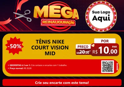 Modelo de Cartaz para Cartaz A4 Horizontal com o tema Mega Reinauguração para Calçados