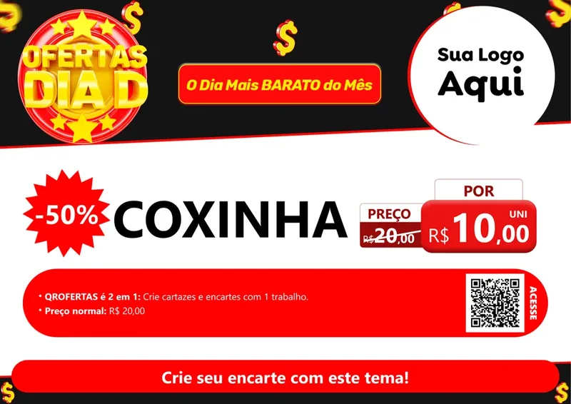 Modelo de Cartaz para Cartaz A4 Horizontal com o tema Dia D para Salgadaria
