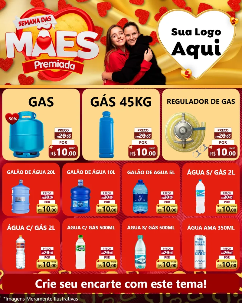 Modelo de Rede Social para Feed Instagram com o tema Semana das Mães Premiada para Água e gás