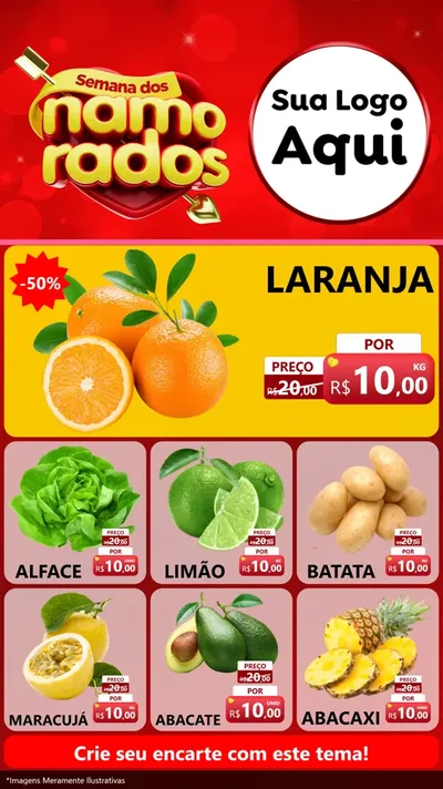 Modelo de Rede Social para Stories com o tema Semana dos namorados para Hortifrúti
