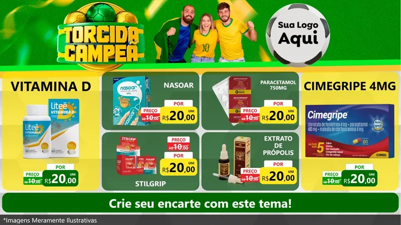 Modelo de TV para TV Horizontal com o tema Torcida Campeã - Copa para Farmácia