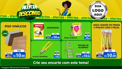 Modelo de TV para TV Horizontal com o tema Alerta de Desconto para Material para Construção