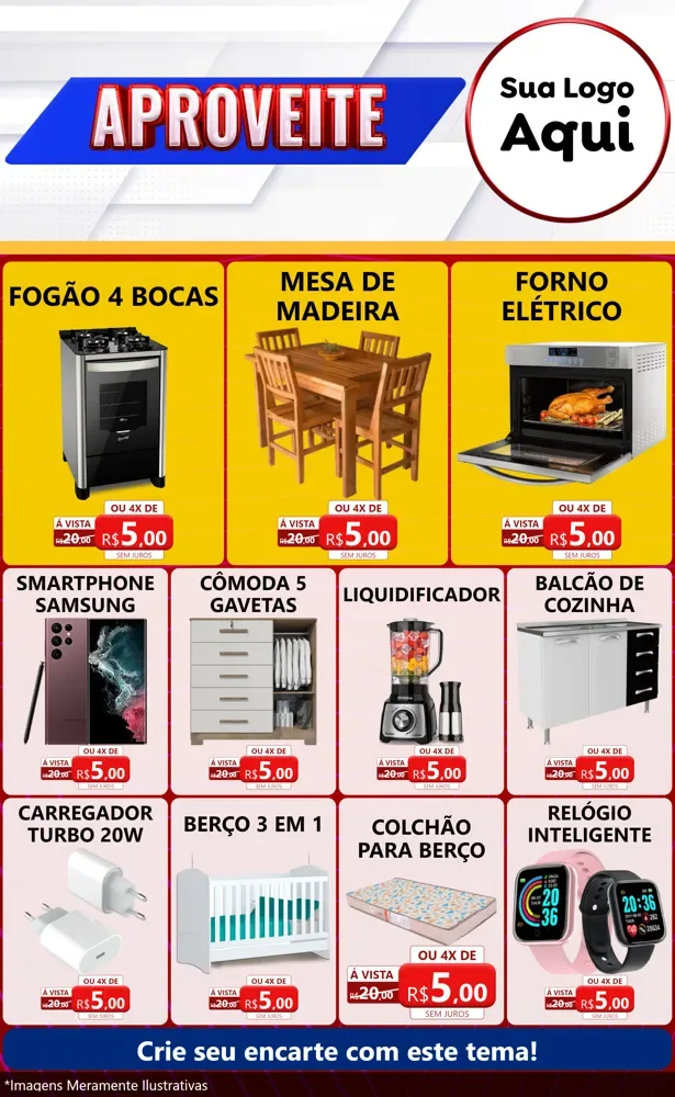 Modelo de Encarte para Encarte Grande com o tema Aproveite para Móveis e Eletro