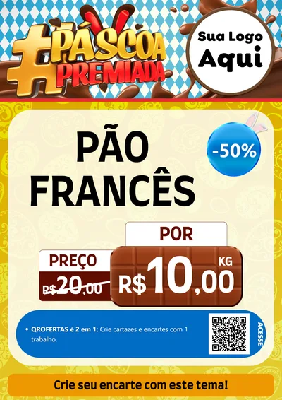 Modelo de Cartaz para Cartaz A4 Vertical com o tema Páscoa Premiada para Padaria
