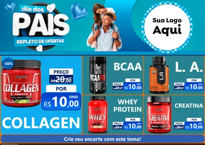 Modelo de Encarte para Encarte A4 Horizontal com o tema Dia Dos Pais Repleto de Ofertas para Suplementos alimentares