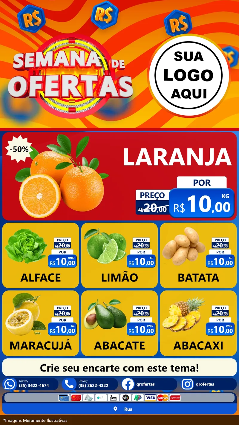 Modelo de Rede Social para Stories com o tema Semana de Ofertas para Hortifrúti