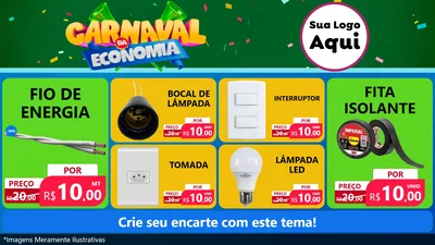 Modelo de TV para TV Horizontal com o tema Carnaval da Economia para Materiais Elétricos