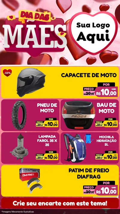 Modelo de TV para TV Vertical com o tema Dia Das Mães para Moto peças