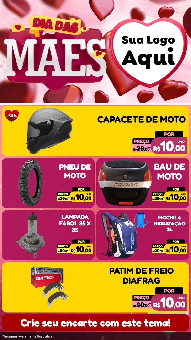 Modelo de TV para TV Vertical com o tema Dia Das Mães para Moto peças