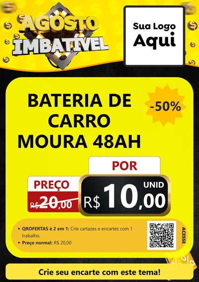 Modelo de Cartaz para Cartaz A4 Vertical com o tema Agosto Imbatível para Baterias Elétricas