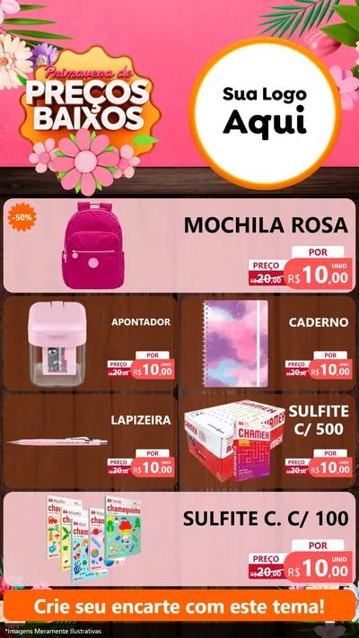 Modelo de TV para TV Vertical com o tema Primavera de Preços Baixos para Papelaria