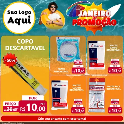 Modelo de Rede Social para Feed Facebook com o tema Janeiro de Promoção para Embalagens