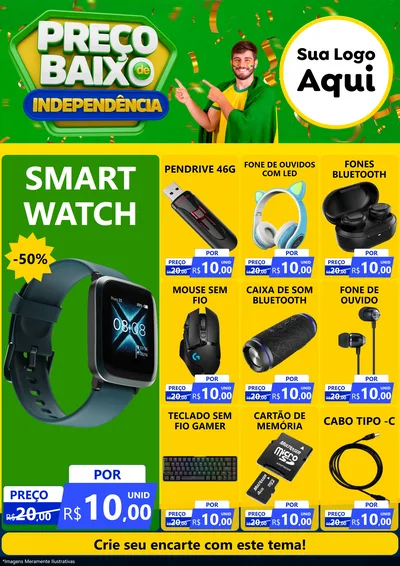 Modelo de Encarte para Encarte A4 Vertical com o tema Preço Baixo de Independência para Informática