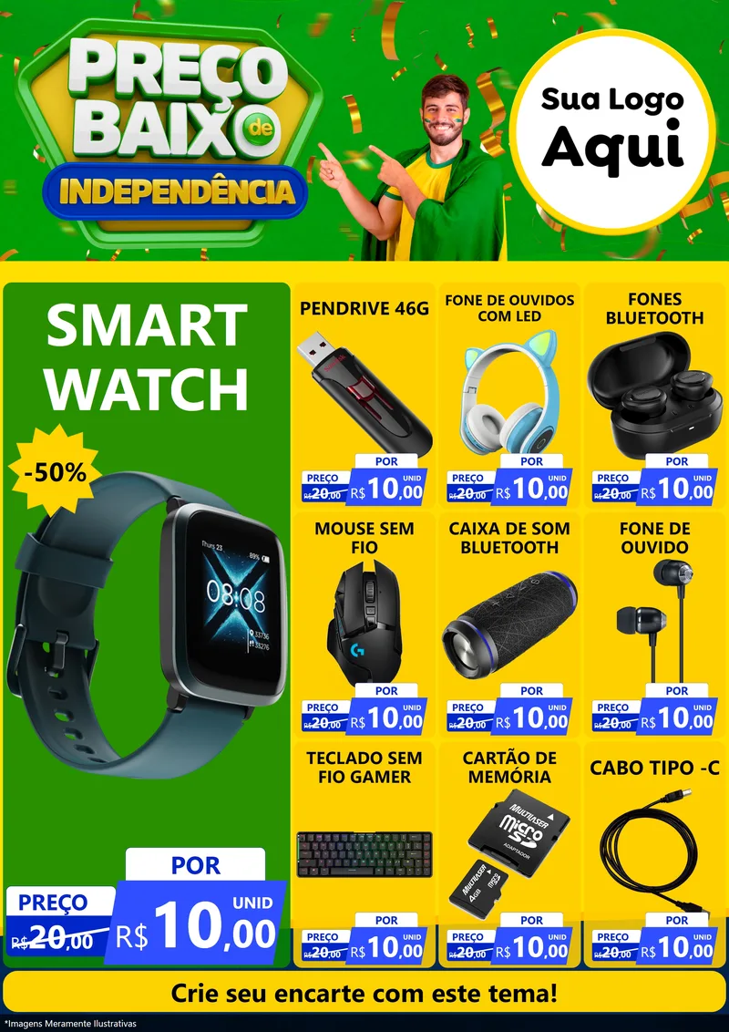 Modelo de Encarte para Encarte A4 Vertical com o tema Preço Baixo de Independência para Informática