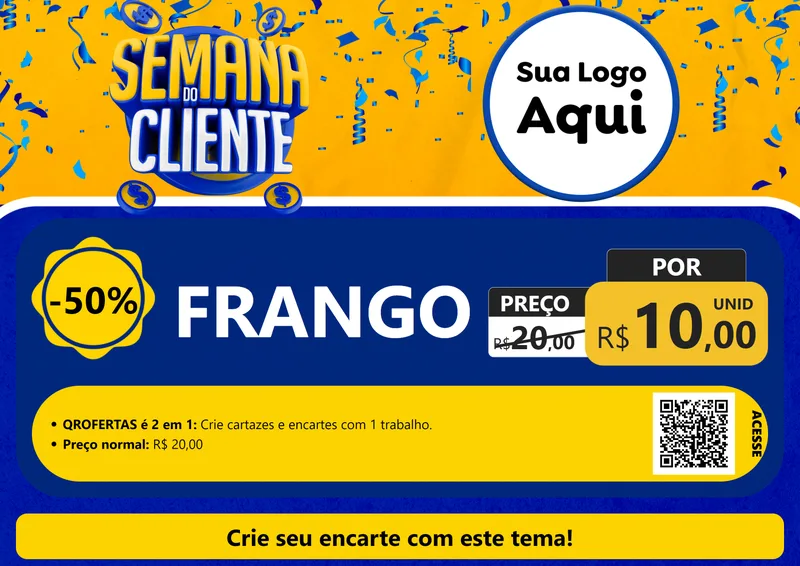 Modelo de Cartaz para Cartaz A4 Horizontal com o tema Semana do Cliente para Assados