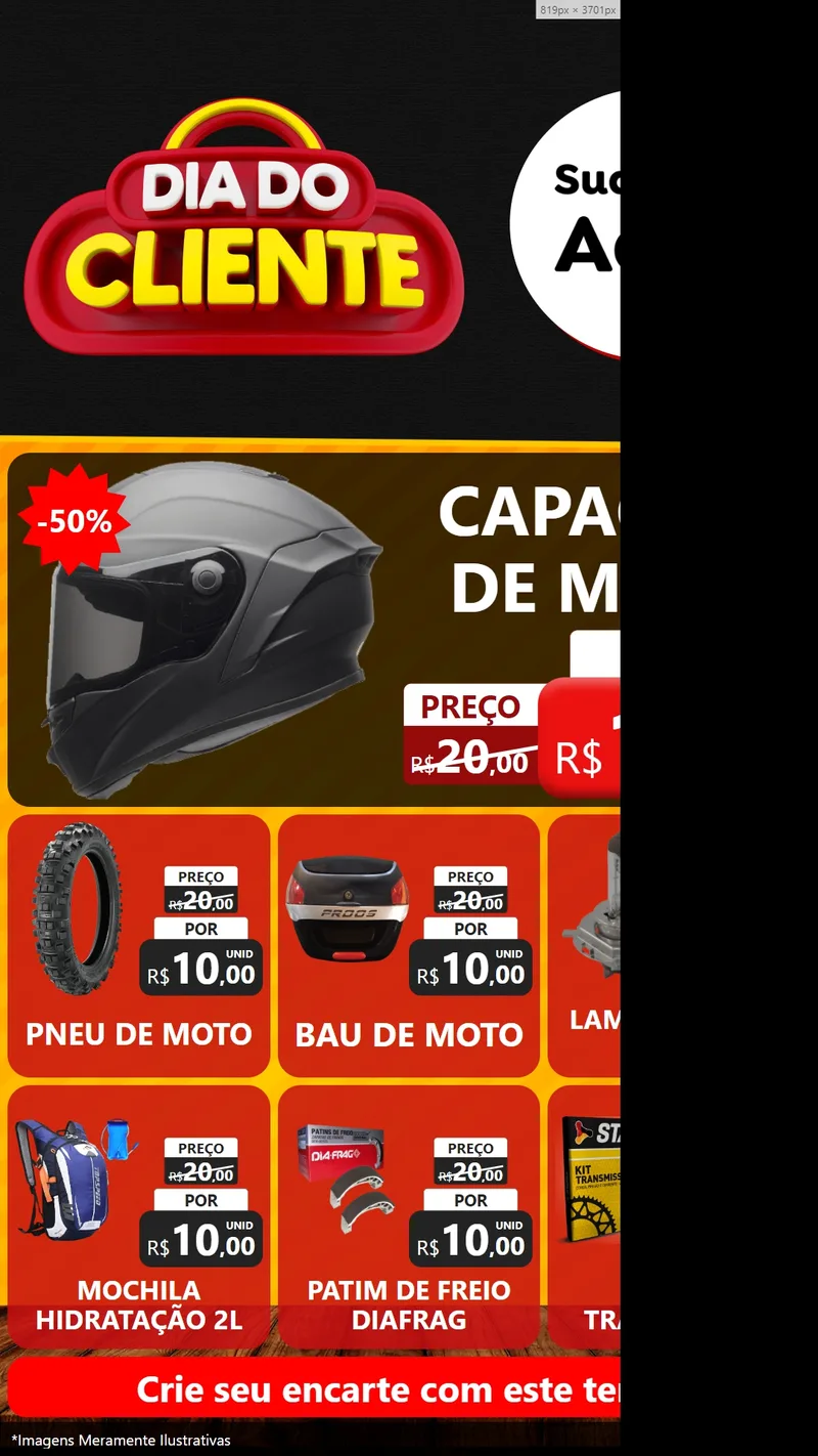 Modelo de Rede Social para Stories com o tema Dia do Cliente para Moto peças
