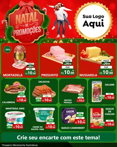 Modelo de Rede Social para Feed Instagram com o tema Natal de Promoções para Frios e Laticínios