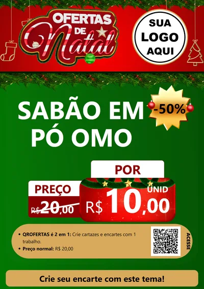 Modelo de Cartaz para Cartaz A4 Vertical com o tema Ofertas de Natal para Produtos de Limpeza