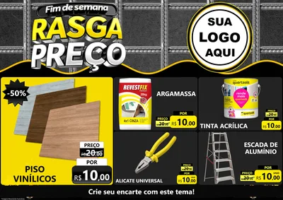 Modelo de Encarte para Encarte A4 Horizontal com o tema Fim de Semana Rasga Preço para Material para Construção