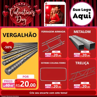 Modelo de Rede Social para Feed Facebook com o tema Valentine's Day para Ferragens