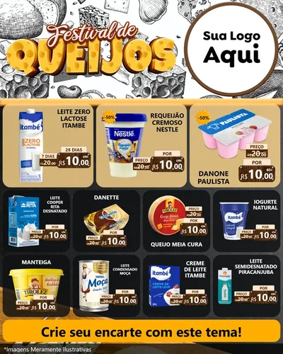 Modelo de Rede Social para Feed Instagram com o tema Festival de Queijos para Frios e Laticínios
