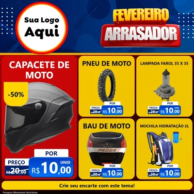 Modelo de Rede Social para Feed Facebook com o tema Fevereiro Arrasador para Moto peças