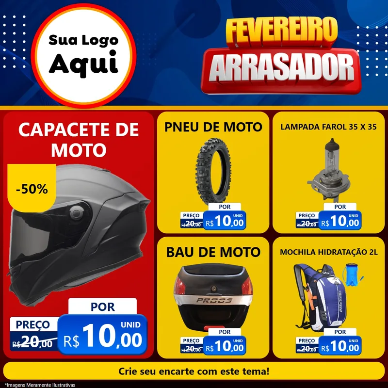 Modelo de Rede Social para Feed Facebook com o tema Fevereiro Arrasador para Moto peças