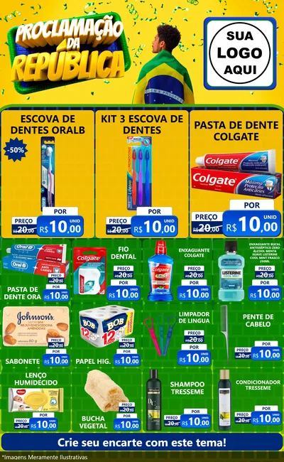 Modelo de Encarte para Encarte Grande com o tema Proclamação da República para Higiene Pessoal