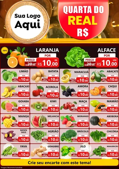 Modelo de Encarte para Encarte A4 Vertical com o tema Quarta do Real para Hortifrúti