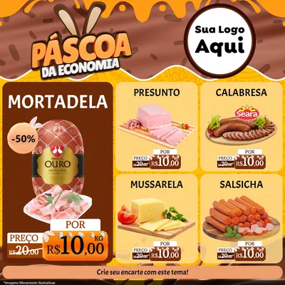 Modelo de Rede Social para Feed Facebook com o tema Páscoa da Economia para Frios e Laticínios