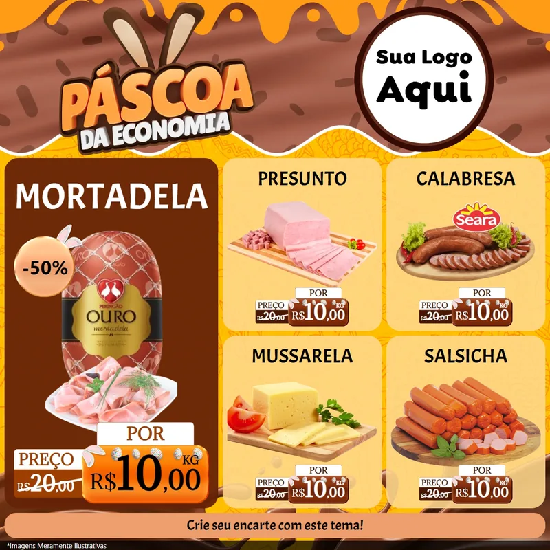Modelo de Rede Social para Feed Facebook com o tema Páscoa da Economia para Frios e Laticínios