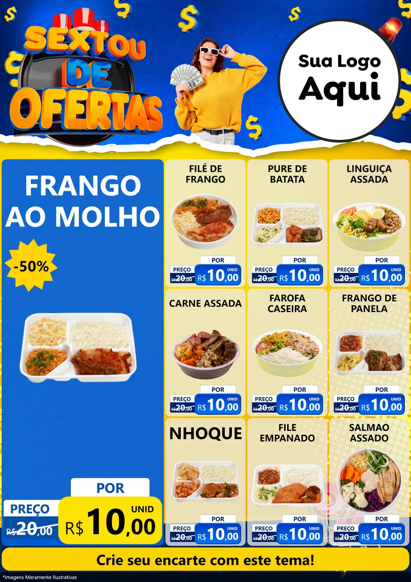 Modelo de Encarte para Encarte A4 Vertical com o tema Sextou de Ofertas para Restaurante