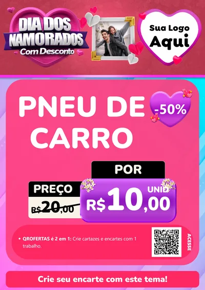 Modelo de Cartaz para Cartaz A4 Vertical com o tema Dia Dos Namorados Com Desconto para Auto peças